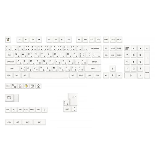 Aurgiarme Weiße Tastenkappen mit japanischer Sprache, weißes Minimalisten-Thema, 126 Stück, für mechanische Tastatur-Kundizer