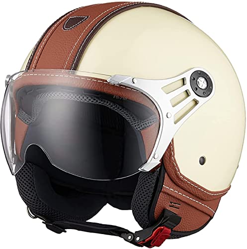 Vintage Jet-Helm · Motorrad-Helm Roller-Helm Scooter-Helm Moped Mofa-Helm Chopper Retro Vespa Vintage Pilot Biker Helmet · ECE Zulassung Mit Visier Offenem Gesicht Helm