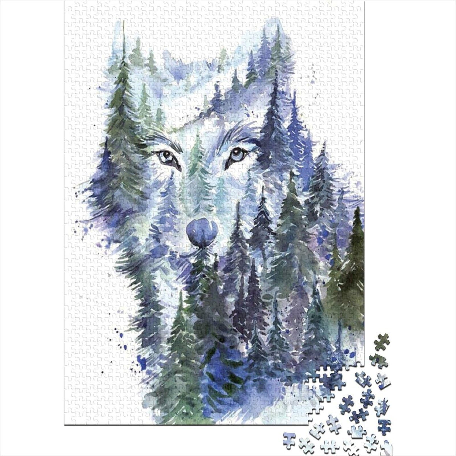 Schwieriges, anspruchsvolles Puzzle, 1000 Teile, Holzpuzzle „Junger Wolf“ für Erwachsene, für anspruchsvolles Puzzlespiel und Familienspiel, 75 x 50 cm