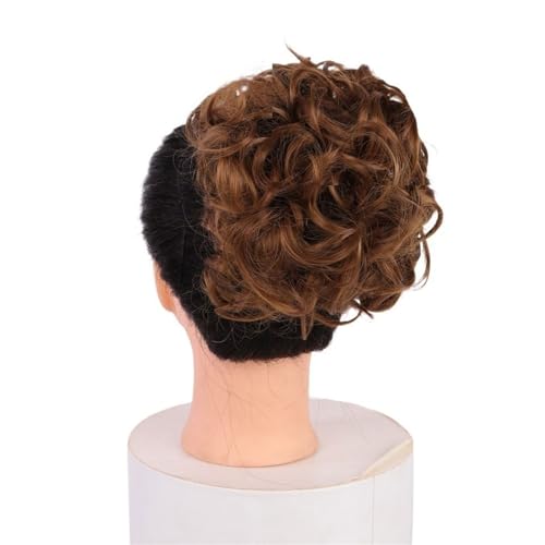 Haarteil Haargummi Lockiger Chignon, unordentlicher Dutt, Hochsteckfrisur, Clip-in-Haarteil, Haarverlängerungen, Haarnadeln, elastisches Band, synthetischer Haarknoten, Schwarzblond Haarverlängerung(Q