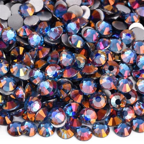 Bulk Flatback Strasssteine, Kristall Hotfix, 1000 Stück SS3–SS34 Glitzer-Strasssteine, nicht Hotfix, Edelsteine, Glas, flache Rückseite, Diamant for Nagelkunst, Nagel-Charms, Kleid(Sapphire Light,SS10