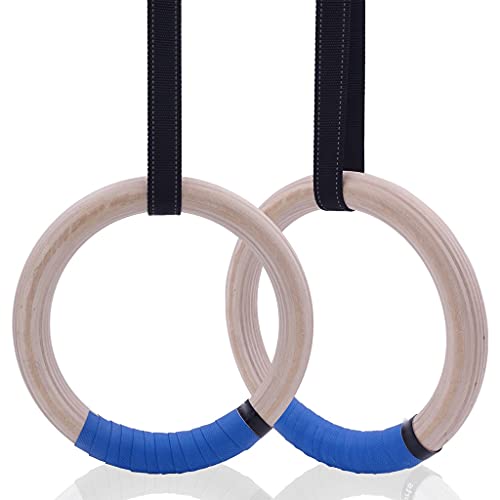 Gymnastik Ringe,Suspension Trainer System, Gymnastikband aus Holz, 28/32 mm, mit verstellbaren Riemen, for das Heim-Fitnessstudio, Klimmzüge, Krafttraining, Gymnastikausrüstung(28mm with Strap)