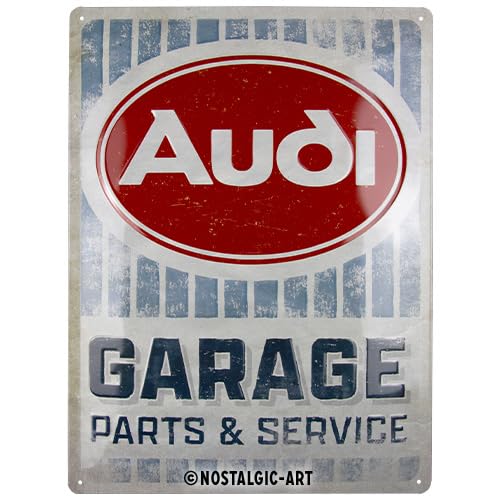 Nostalgic-Art Retro Blechschild, 30 x 40 cm, Audi – Garage – Geschenk-Idee für Audi-Zubehör Fans, aus Metall, Vintage Design