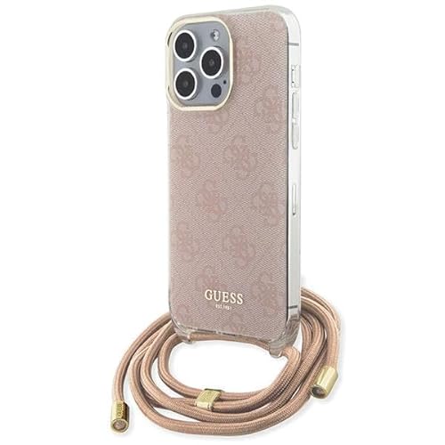 GUESS GUHCP15XHC4SEP Hülle für iPhone 15 Pro Max 6.7" Rosa hardcase Crossbody Cord 4G Print