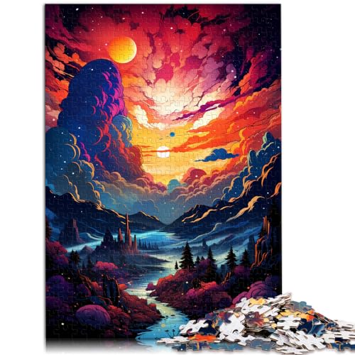 Puzzle für farbenfrohes, psychedelisches Traumland, 1000 Teile, Puzzle für Erwachsene, Holzpuzzle, schwieriges, schweres Puzzle für Frauen und Männer, 1000 Teile (50 x 75 cm)