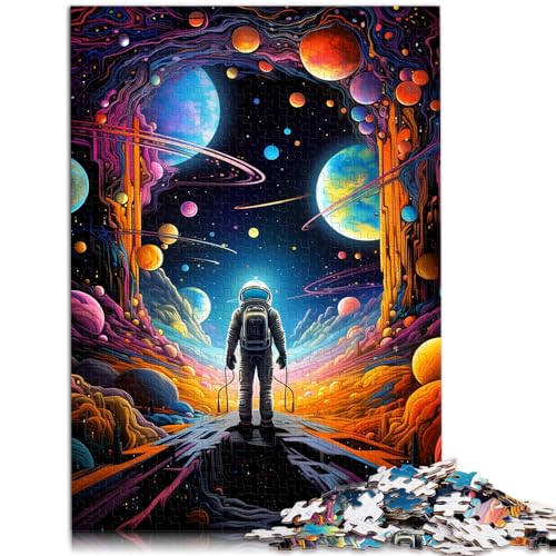 Puzzle-Geschenk, farbenfroher Astronaut für Erwachsene, Puzzle 1000 Teile, Holzpuzzle, Puzzles zum Verschenken, anspruchsvolle Spielpuzzles (50 x 75 cm)