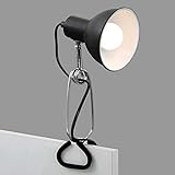 BRILONER - Schreibtischlampe mit Kabelschalter, schwenkbar, E14 Fassung, max. 8 Watt, Klemmlampe, Klemmleuchte, Nachttischlampe, Leselicht Kinder, Bürolampe, Leselampe Bett, 30,5x11x13 cm, Schwarz