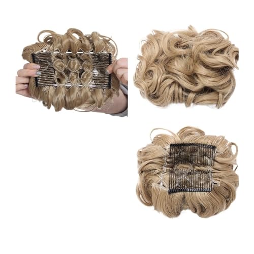 Haarteil Haargummi Synthetischer großer Kamm-Clip in lockiger Haarverlängerung, Chignon-Haarteile, Hochsteckfrisur, Abdeckung, Haarteil, Verlängerung, Haarknoten Haarverlängerung(Ash blonde)