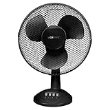 Clatronic Ventilator für Tisch/Tischventilator VL 3602; Mini-Fan für Schlafzimmer, Büro, Wohnmobil; sehr leise/ruhig; oszillierend/Rotation; Durchmesser 30 cm; 3 Geschwindigkeitsstufen; schwarz