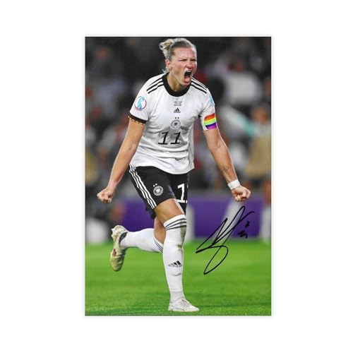 biegzc Fußball – Alexandra Popp – handsigniertes Foto, 30,5 x 20,3 cm – Deutsche Frauen – COA-Leinwand-Poster, Wandkunst, Dekordruck, Gemälde für Wohnzimmer, Schlafzimmer, Dekoration, 50 x 75 cm