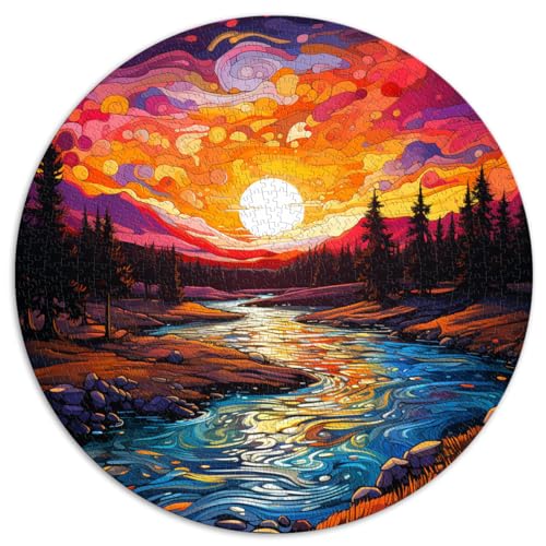 Puzzle Lernspiele Sonnenuntergang im Fluss Erwachsene 1000 Teile Puzzle Geschenke 67,5x67,5cm Lernpuzzle Schwierig und herausfordernd