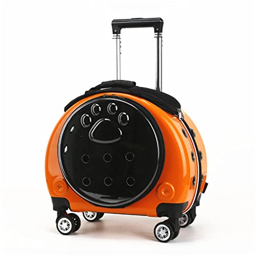 Kleiner Hunde-/Katzenrucksack, Haustier-Trolley-Tasche, multifunktionaler Kinderwagen mit atmungsaktiven Löchern, geeignet für Reisen und Ausflüge (Orange)