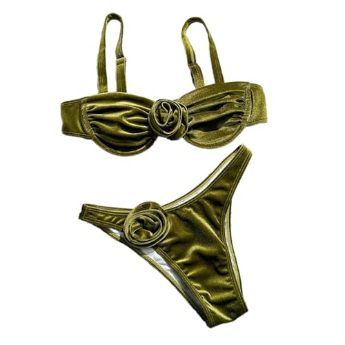 Zdprkqzvz Frauen 3D Badeanzug Schwimmen Kostüm Set Geraffte Schwimmen Top Und Niedrige Taille Unten Zwei Stücke Badeanzug Schwimmen Tragen