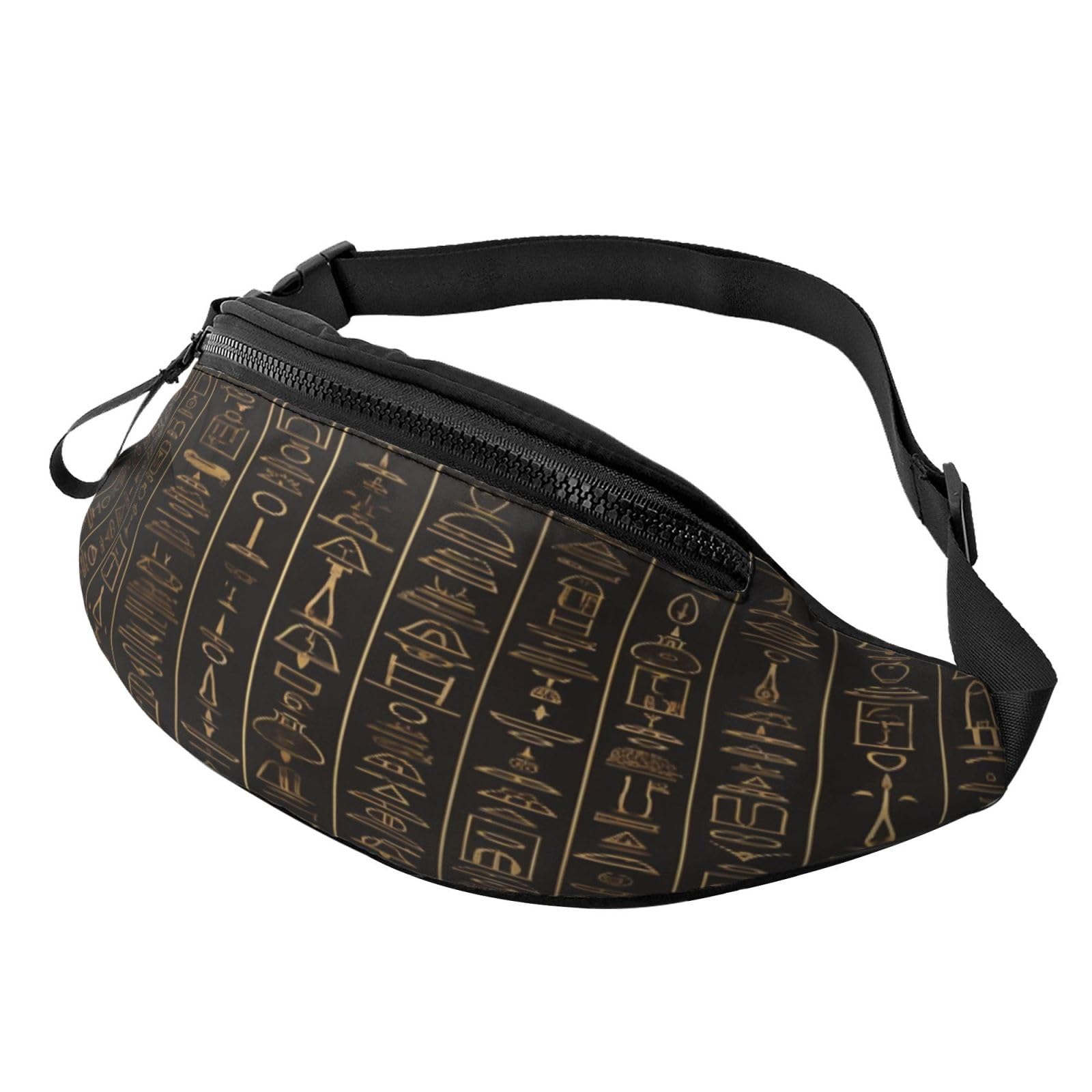 Gürteltasche mit schottischem Schottenkaro, leichte Gürteltasche für Reisen und den täglichen Gebrauch, Blau und Grün, Antike ägyptische Hieroglyphene, Einheitsgröße