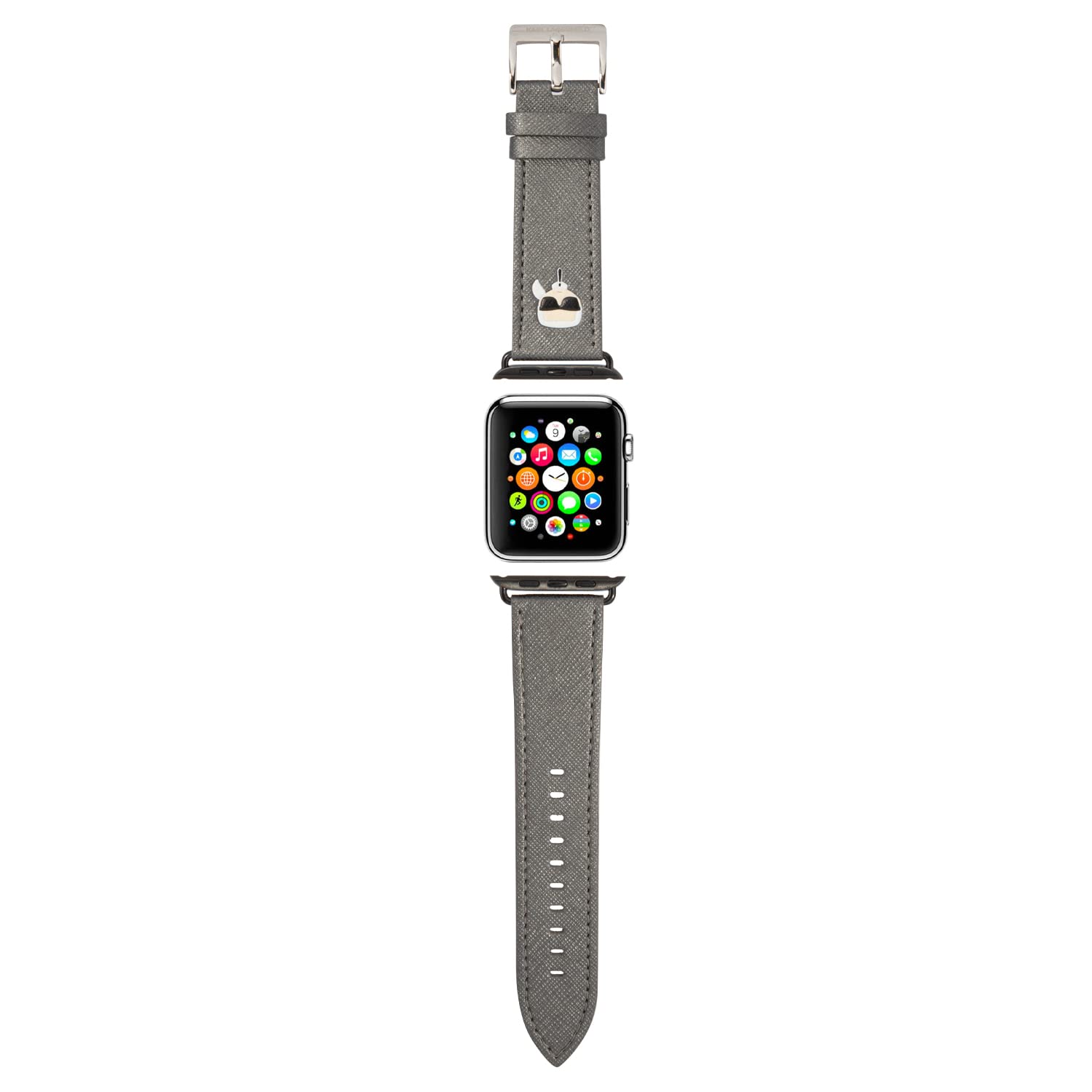 KARL LAGERFELD KLAWLOKHG Uhrenarmband für Apple Watch 42/44/45mm Silber Saffiano Karl Heads