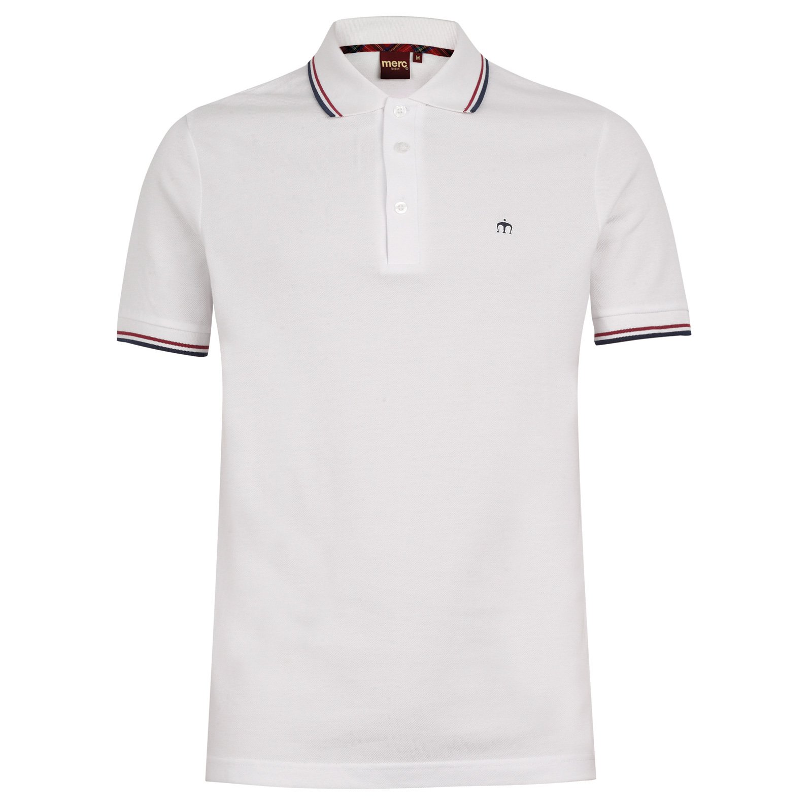 Merc of London Herren Card – Polo – Uni – kurzärmlig – Gr. XXX-Large, Weiß (Weiß/Rot)