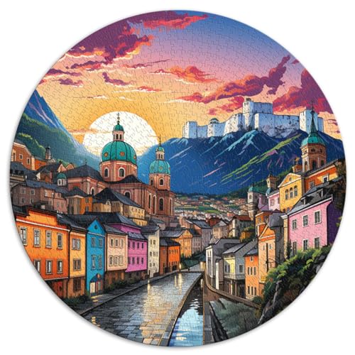 Spiel-Geschenk-Puzzle Salzburger Altstadt 1000 Teile Puzzle 67,5x67,5cm Lernspiele Spaß für zu Hause Aktivitäten, Geburtstagsgeschenk, Reisegeschenke,