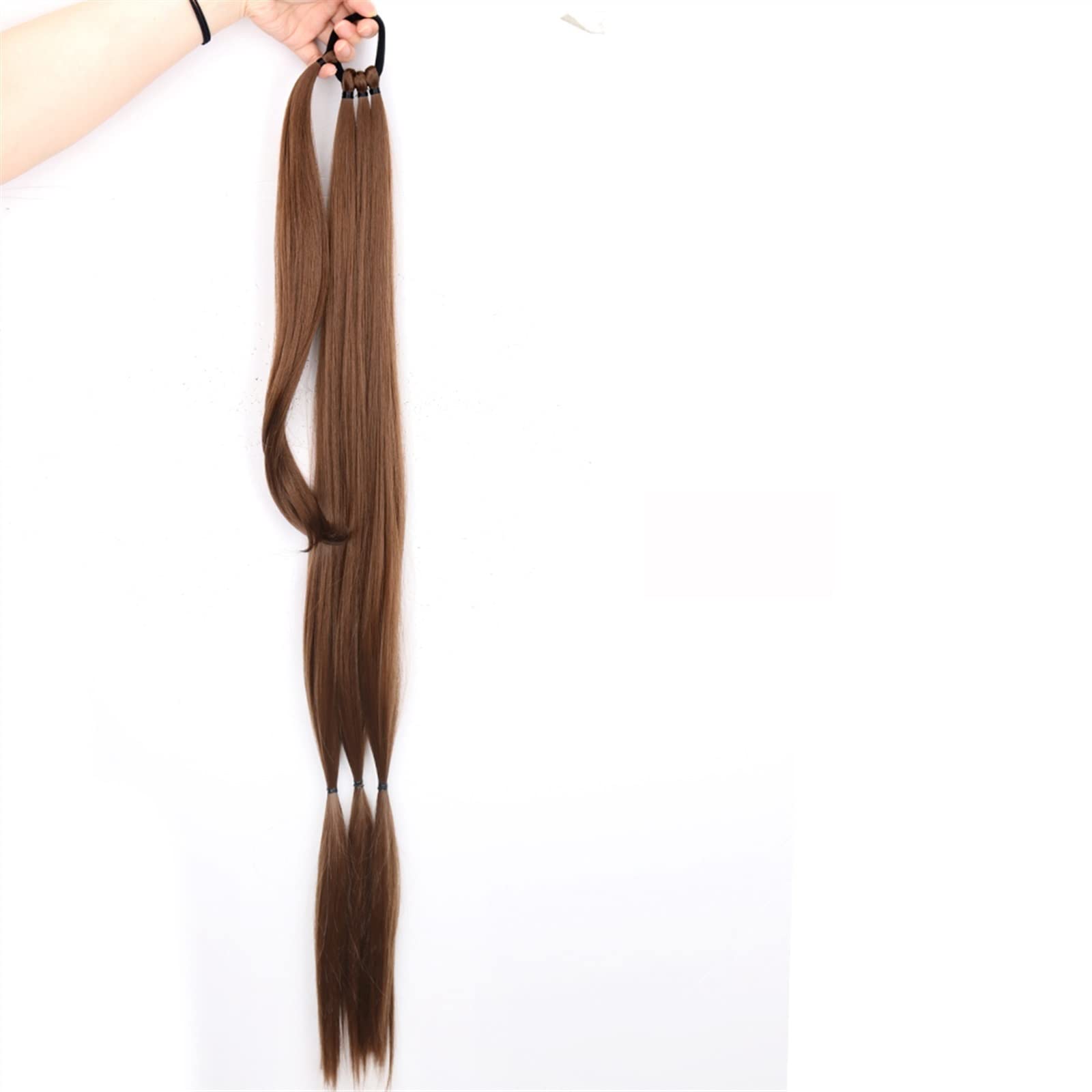 Pferdeschwanz Haarteil Synthetische lange geflochtene Pferdeschwanz-Haarverlängerungen 85 cm natürlicher blonder geflochtener Pferdeschwanz mit elastischem Haarband for Frauen Pferdeschwanz Haarverlän