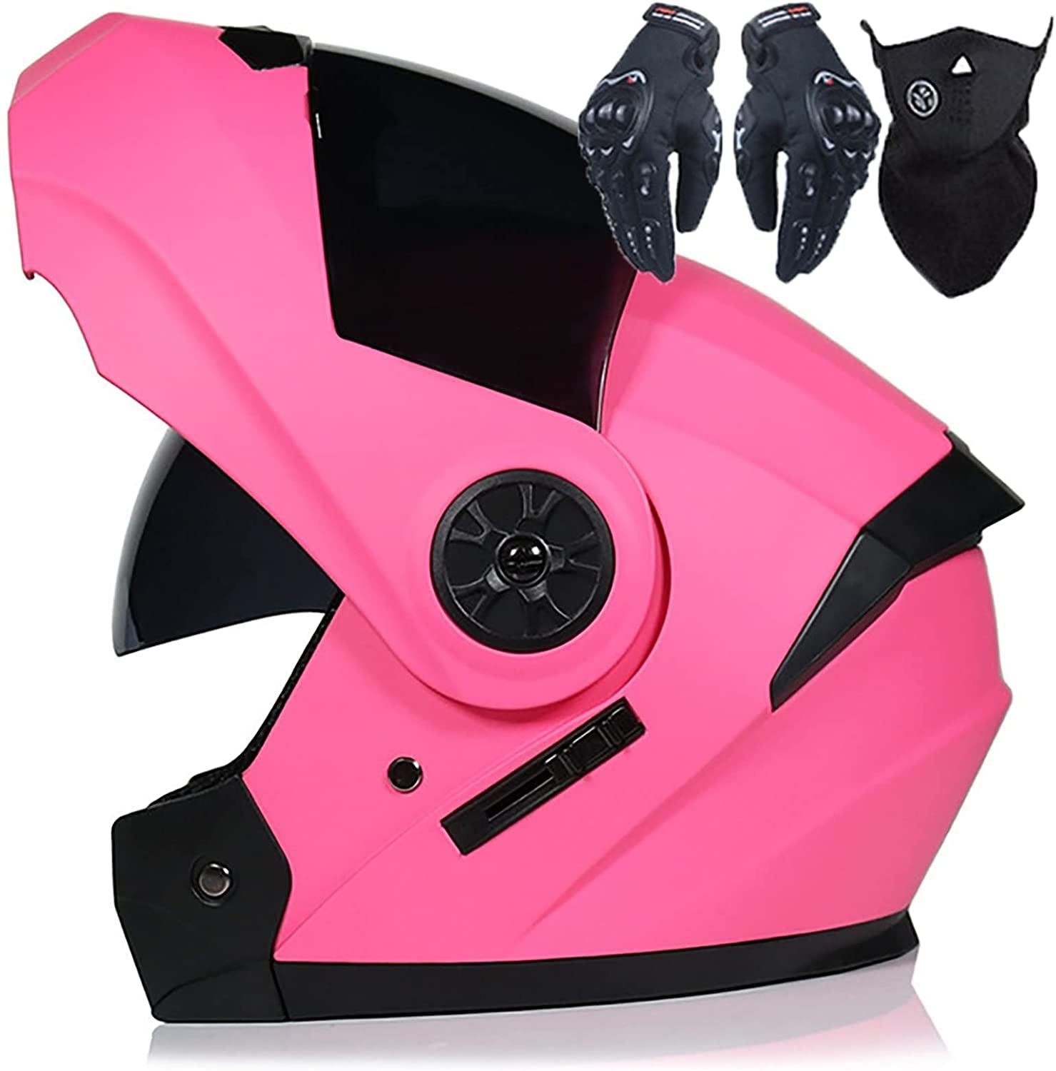 Motorradhelm Klapphelm Motorradabsturzmodulte Helm Für Erwachsene Männer Frauen,DOT/ECE Genehmigte Full Face Racing Motorrad Helm RollerHelm Mit Sonnenblende (Color : E, Größe : L=59-60cm)