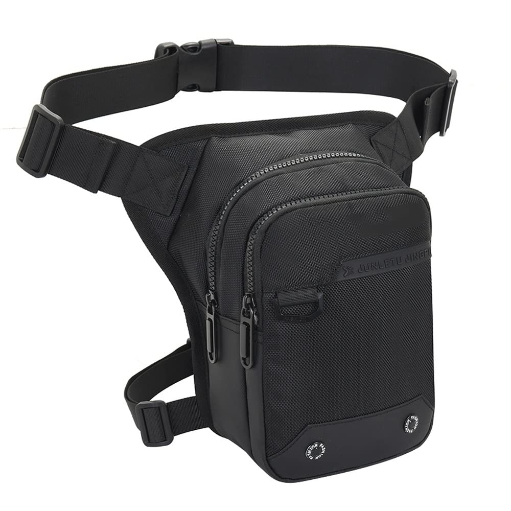 Beintasche Motorrad,Beintasche,Oberschenkeltasche Männer Drop Beintasche Motorrad Mehrzweck Messenger Bags wasserdichte Outdoor Gürtel Bein Seitentasche Hüfttasche Geldbörse (Color : Black)