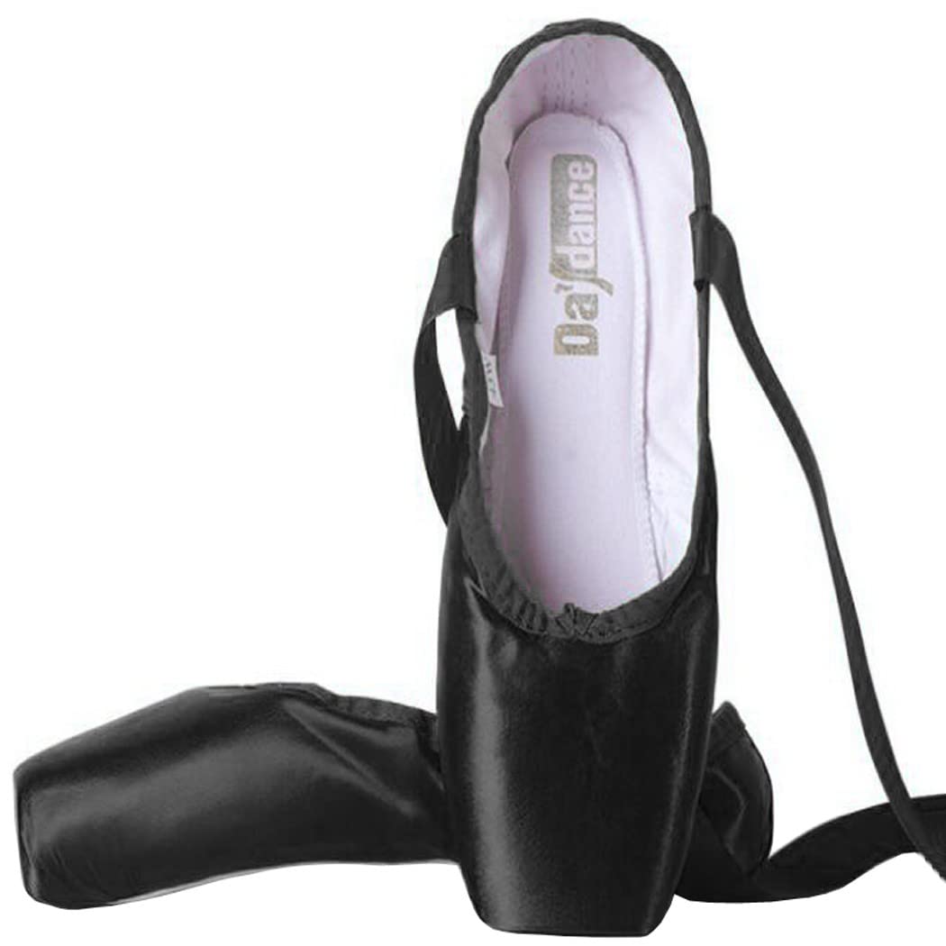 ZESLIV Ballettschuhe für Mädchen Kinder Damen Schwarz Satin Spitzenschuhe Tanzschuhe Ballettschläppchen Gr.31-43