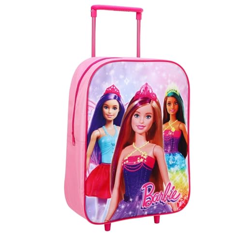 TDL Barbie Mädchen Kinder Urlaub Standard Faltbarer Trolley Handgepäck Tasche Rucksack für Schule Reisen Urlaub, rose, 42cm x 29cm x 14cm