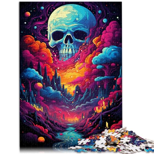 Puzzle Bunte und psychedelische Welt der Skelette, 1000-teiliges Puzzle, Holzpuzzle als Geschenk für die ganze Familie, 1000 Teile (50 x 75 cm)