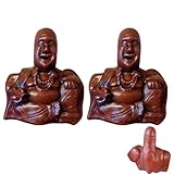 Der Buddha-Flip | Unerwartete Rückseite, Mittelfinger-Statue des lachenden Buddhas aus Kunstharz, handgefertigte Skulptur des Mittelfinger-Buddha-Flips, komische, lustige Geschenke für Freunde (2Pcs)