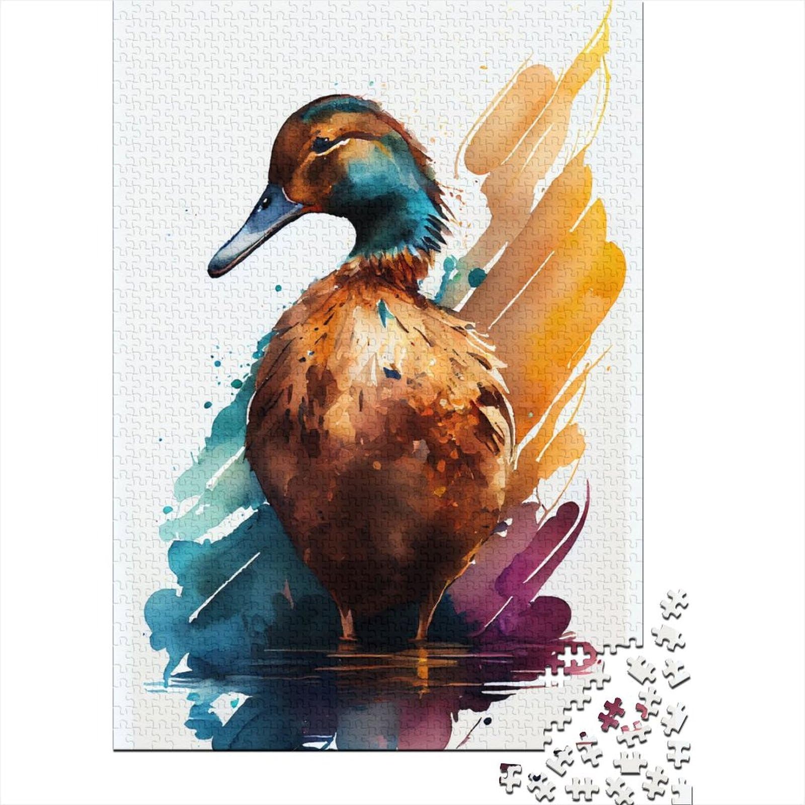 Enten-Aquarelle, Holzpuzzle für Erwachsene, 1000-teiliges Puzzle für Erwachsene und Teenager, für anspruchsvolles Puzzlespiel und Familienspiel, 75 x 50 cm