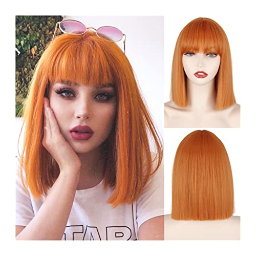 Perücken Kurze Bob-Perücke mit Pony Synthetische gerade Bob-Perücke for Frauen, natürlich aussehende bunte kurze Bob-Perücke Hitzebeständige Perücken for tägliche Party-Cosplay Damenperücke (Color :