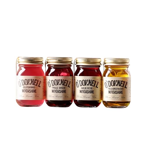 O'Donnell Moonshine Mini Set | Kleine Liköre | 4 x 50ml | Geschenkidee | Natürliche Zutaten I Premium Schnaps nach amerikanischer Tradition | vegan (Sommer)