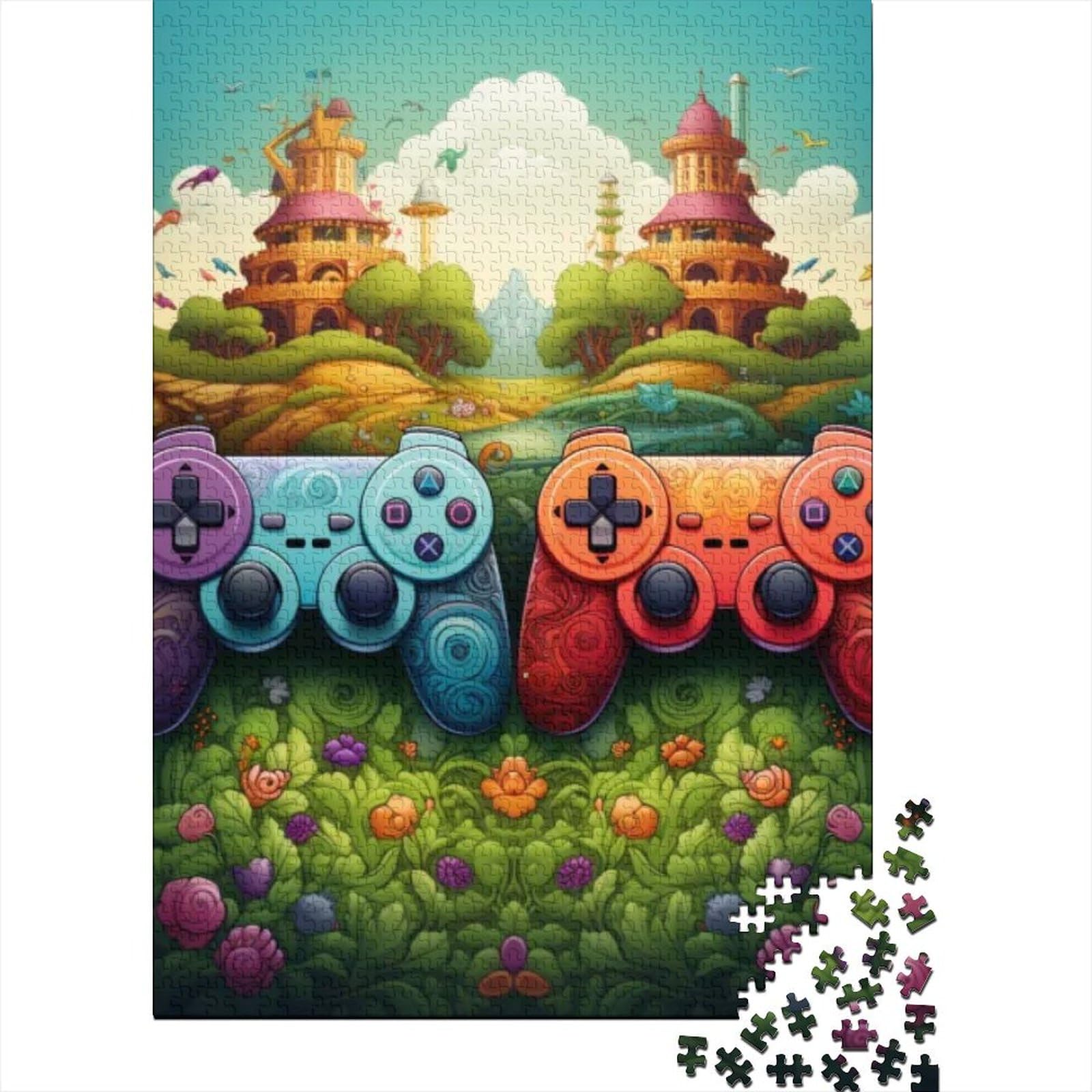 Art Game Controller Holzpuzzle für Erwachsene Puzzlespielzeug Erwachsenenpuzzle 500 Teile für anspruchsvolles Puzzlespiel und Familienspiel 20,47x14,96 Zoll