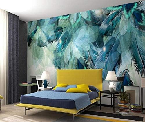 XLMING Mode Blaue Feder Küche Esszimmer Arbeitszimmer Wohnzimmer TV Hintergrund Wand 3D Tapete-150cm×105cm