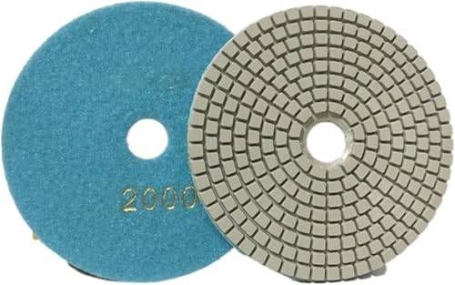 Keramikfliesen poliert, Schleifplatte, Diamant-Polierpads, 2 Stück, 5 Zoll, 125 mm, Diamant-Polierpad, trocken/nass, flexible Schleifscheiben for Polieren von Granit, Marmor, Stein, Schleifen, Schleif