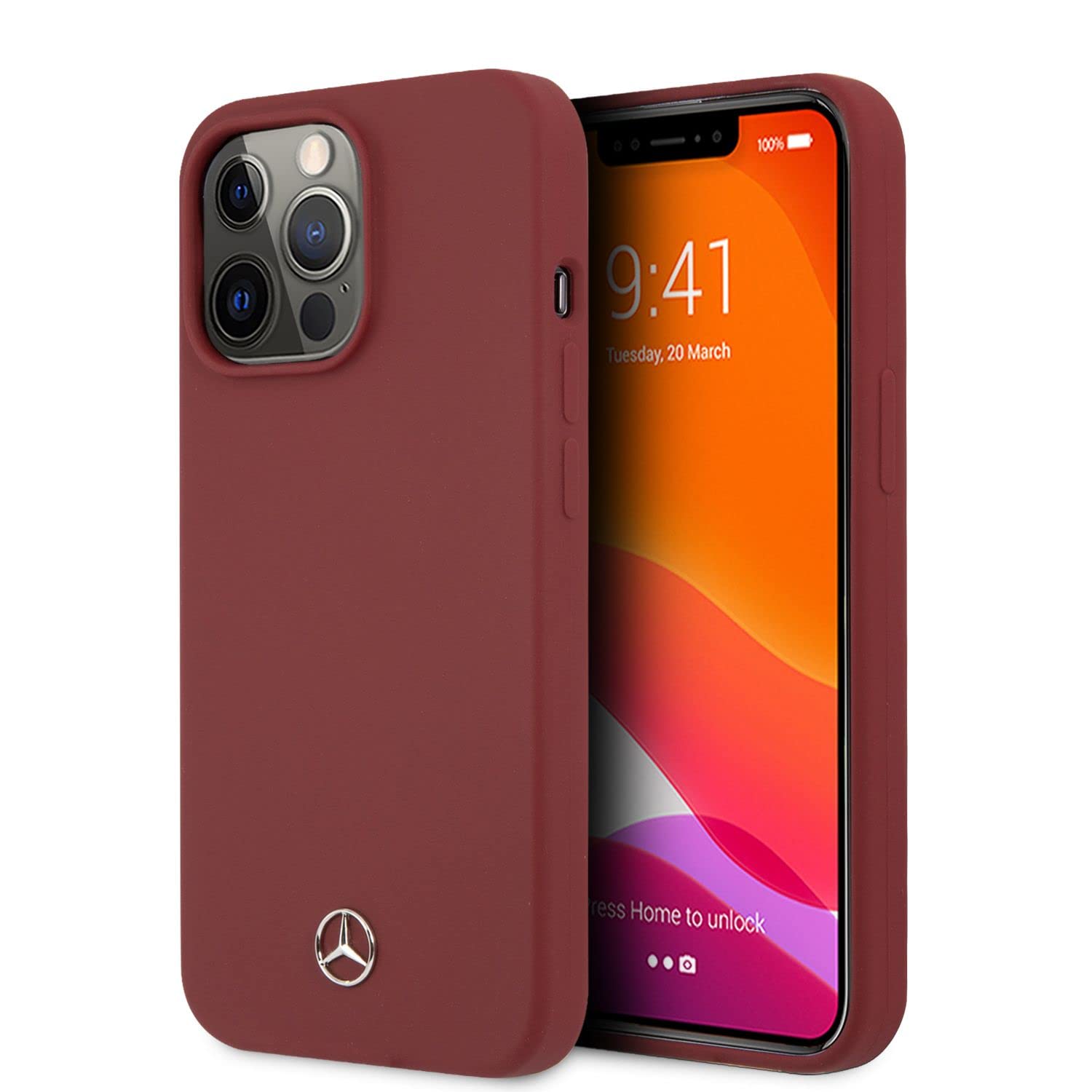 CG MOBILE Mercedes Benz Handyhülle für iPhone 13 Pro Max - Silikon Case Rot mit Mikrofaserfutter, MEHCP13XSILRE, Schwarz