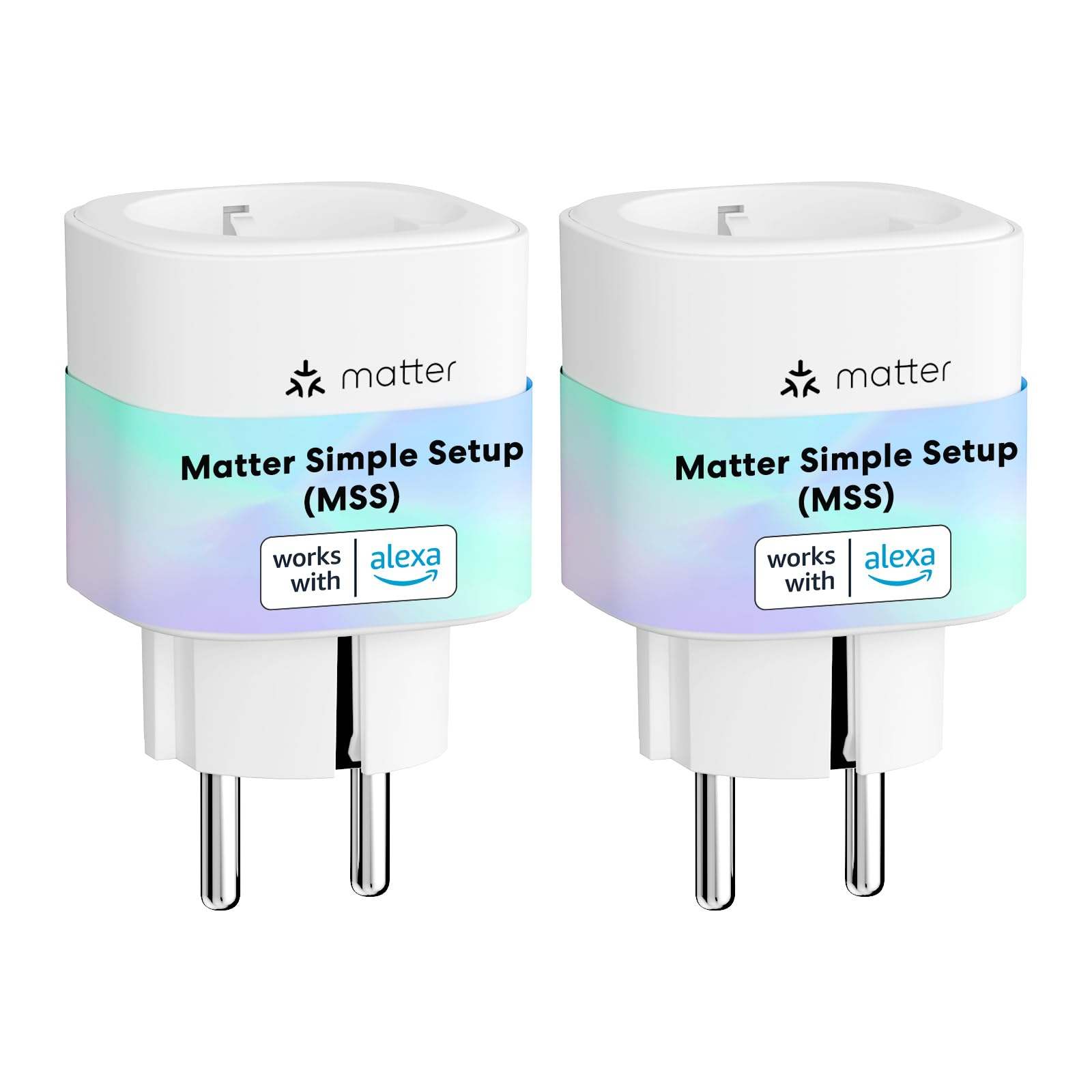 Meross Matter Smart Steckdosen mit Stromverbrauch, WLAN Steckdosen mit Stromzähler für Balkonkraftwerk, funktioniert Apple HomeKit, Alexa und Google, 16A, FFS Ver. 2pcs