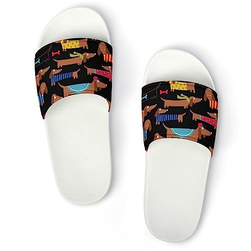 HABXNJF Duschpantoffeln I Love My Dog Dackel Slider für Männer und Frauen, rutschfeste Slides für Indoor, Outdoor, White I Love My Dog Dackel, 41 1/3 EU