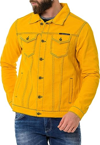 Cipo & Baxx Herren Jeans Jacke Übergangsjacke Baumwolle mit Taschen CJ289 Gelb XL