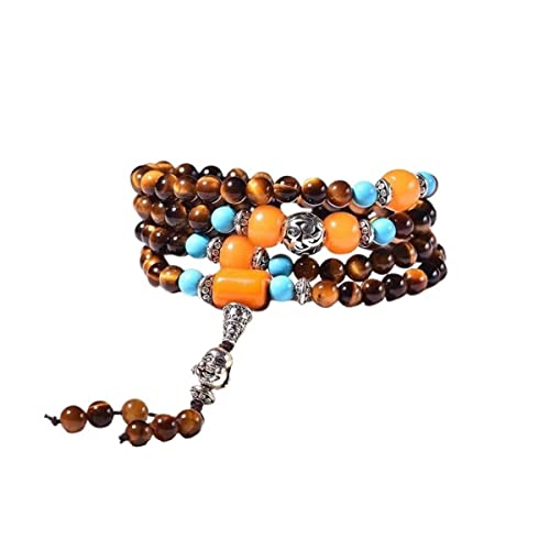 YIHANSS Armband aus natürlichem Halbedelstein, 6 mm, Mala-Perlen, 108 Stück, Armband, Mala-Halskette, Edelstein-Heilkette, Damenschmuck (Farbe: Gelbes Tigerauge)