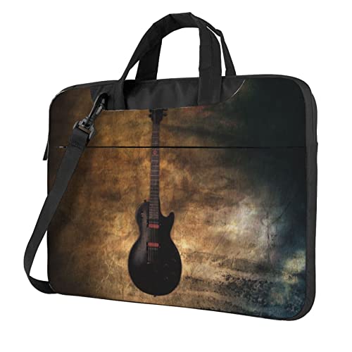 Tragbare Schulter-Laptop-Tasche für Musikgitarren: Tasche für Arbeitscomputer mit Tragegriff, Schwarz , 33 cm, Modern