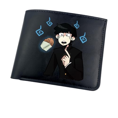 RYNDEX M-ob Psyc-ho 100 Anime-Geldbörsen, Cartoon-Münztasche Kleine Geldbörse, PU-Leder Geldbörse Brieftasche Wallet(Color:Black 6)