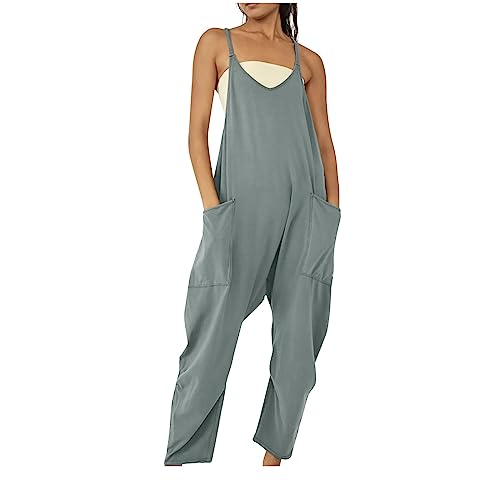 CSHE Klassisch Jumpsuit Damen Einfarbig Latzhose mit Taschen Atmungsaktiv Damen Playsuit Eleganter Kurz Latzhose Leicht Hosenanzüge Für Frauen (Mehrere Farben Verfügbar)