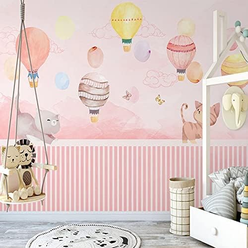 Cartoon Katze Heißluftballon Rosa Prinzessin Zimmer 3D Tapeten Wanddekoration Fototapete Sofas Wohnzimmer Wandbild Schlafzimmer-350cm×256cm