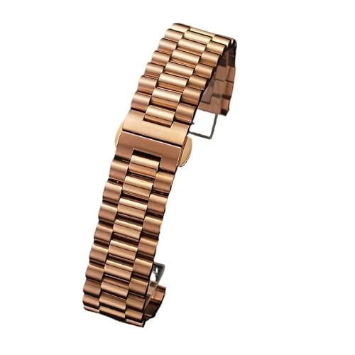 THBGTCNQ Uhrenarmband aus massivem Edelstahl mit Gliedern, 12 mm, 14 mm, 16 mm, 18 mm, 20 mm, 22 mm, universelles Ersatz-Uhrenarmband mit gebogenen Enden(Rose gold,22mm)