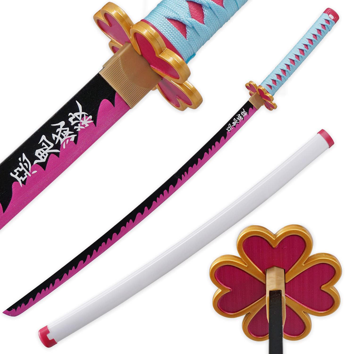 LQZJG Anime Bambus Schwert Cosplay Schwert,Kanroji Mitsuri Schwert Katana 103cm/40 Zoll