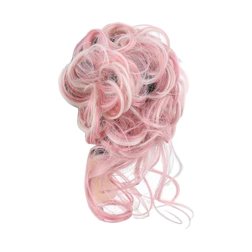 Haarknoten, Haarperücke, hochelastisches Gummiband, pflegeleicht, rutschfest, atmungsaktiv, natürlicher Look, hitzebeständig, Chignon-Perücke for Partys,für Hochsteckfrisur-Perücke(Color:Pink)