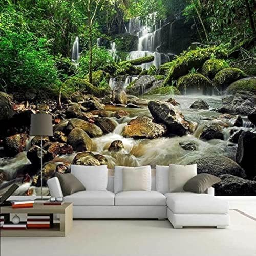 XLMING Wasserfall Grüne Naturkulisse 3D Tapete Wohnzimmer Sofa Schlafzimmer Esszimmer Home Dekoration Wand-400cm×280cm