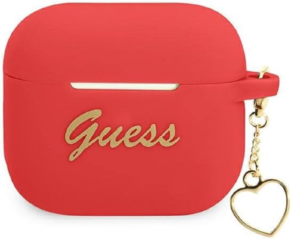 Guess GUA3LSCHSR Hülle für AirPods 3 Cover rot/red Silicone Charm Heart Collection