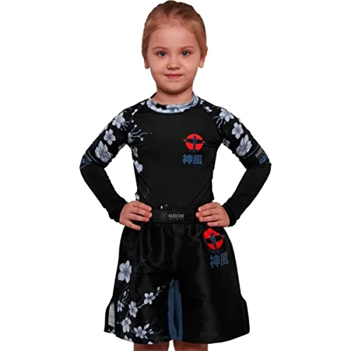 Hardcore Training Kids Rash Guard Sakura Kompressionshemd Kinder Unisex Lange Ärmel Kampfsport BJJ Fitness Boxen No Gi Kindersportbekleidung 12 Years