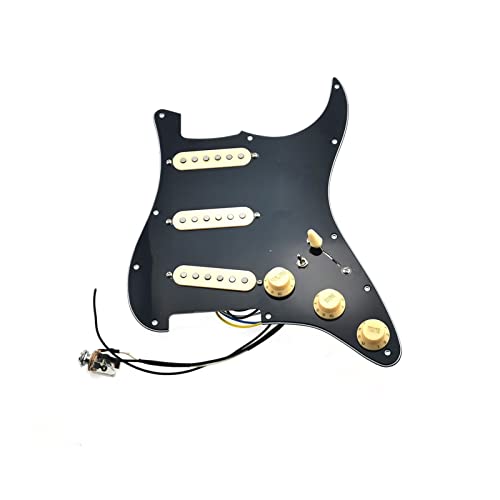 Geladenes Gitarren-Pickguard Goldener Spiegel Geladene Pickguard-Pickups Gitarre Alnico 5 Pickups SSS. Single Coils Pickups/Gelbe Pickupabdeckungen Set (Color : 01)